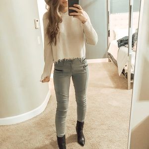 H&M cropped frayed sweater
